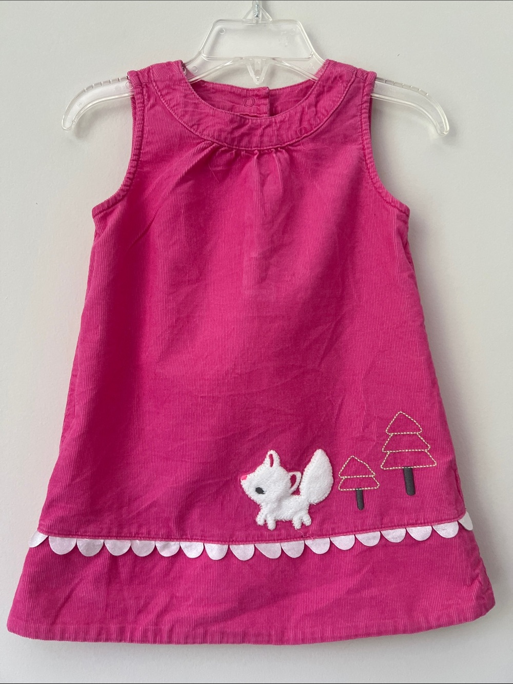 Gymboree Hot Pink Sleeveless Dress with Fox and Tree Appliques